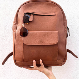 BILLY; LEATHER BACKPACK - TAN